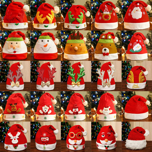 Christmas Eyebrow Hat Golden Green Antlers Santa Claus cap