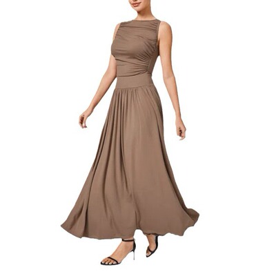 women's uniform color size waist pinching sleeve vest dress