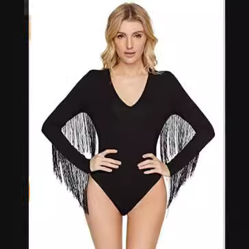 New women's V-neck tassel long sleeved dress jumpsuit/pants