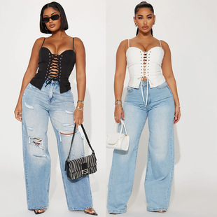 Ins summer strapless sexy camisole short women's PU vest top