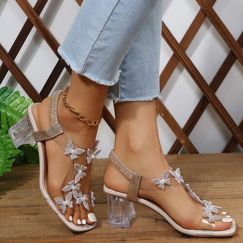 Women's elastic band flower sandals, women's plus size shoes