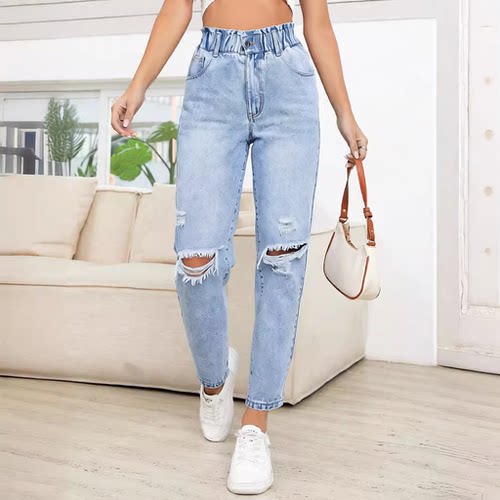 women's clothing INS flowing denim pants jeans high waist