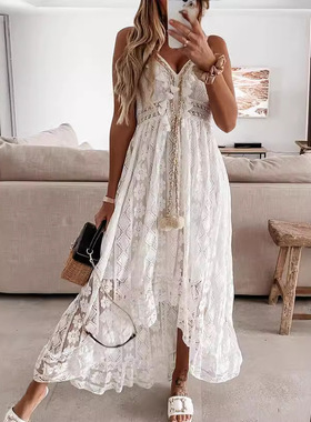 women's sexy Summer lace camisole long dress girls' skirt