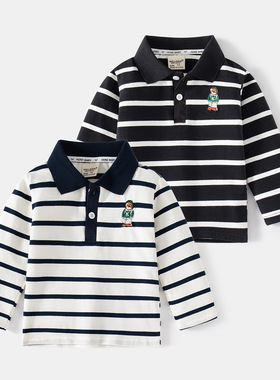 Striped boys' shirt for spring outing, casual long sleeved