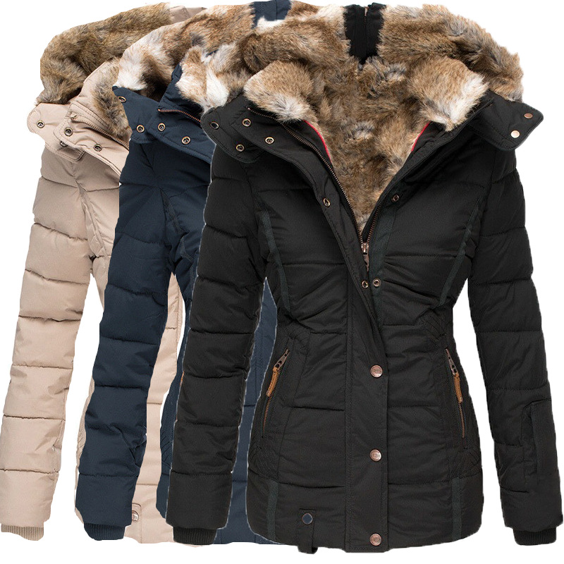 big 5xL plush Winter warm coat cotton-padded jacket women's