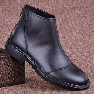 秋冬皮鞋 男加绒保暖头层软底高帮休闲拉炼马丁男靴1226z