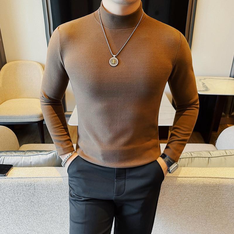 秋冬长袖T恤2025款男士半高领休闲打底衣修身百搭加厚T1023z