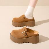 女2026新款 春季 厚底勃肯包头半拖鞋 增高外穿懒人一脚蹬博肯0127z
