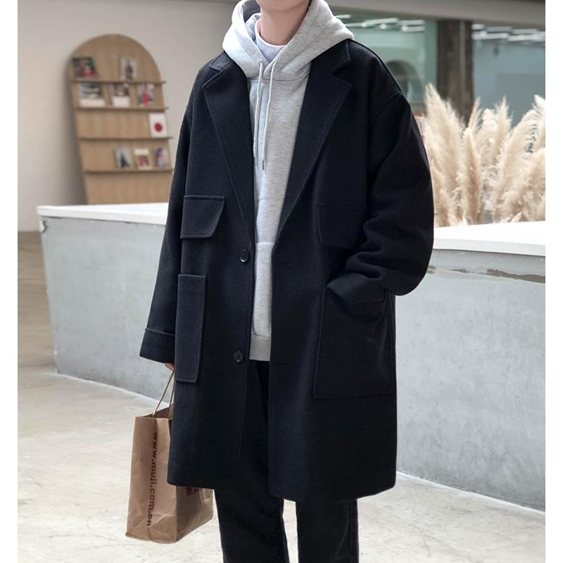 冬季黑色大衣男季中长款过膝外套感好看德式巴马肯风衣1121w