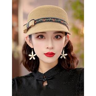 春夏马术帽时尚遮阳帽子女2026新款草编帽百搭洋气骑士帽0124w