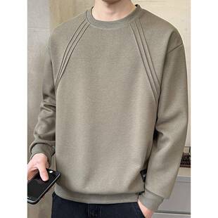 春季圆领运动衫男式长袖t恤bottom品牌色底裤休闲百搭无帽0204w