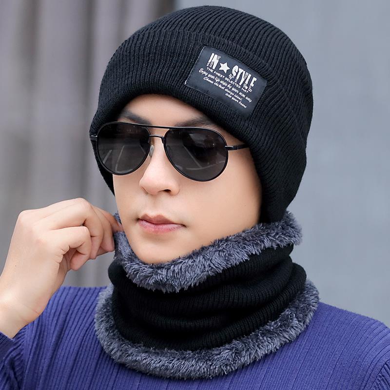 帽子男冬季保暖防寒针织套头帽冬天骑行男士围脖毛线套帽加1201r