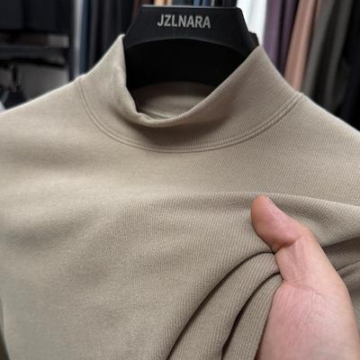 秋冬男士德绒打底衫款高端双面卫衣保暖半高领长袖t恤内搭感1216k