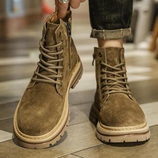 靴1226z 英伦风中帮覆古休闲工装 秋冬马丁靴男2025新款 透气高帮鞋