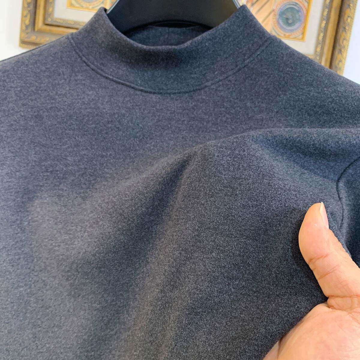 时尚秋冬打底衫男小高领保暖加厚内搭长袖t恤卫衣T男士纯1217h