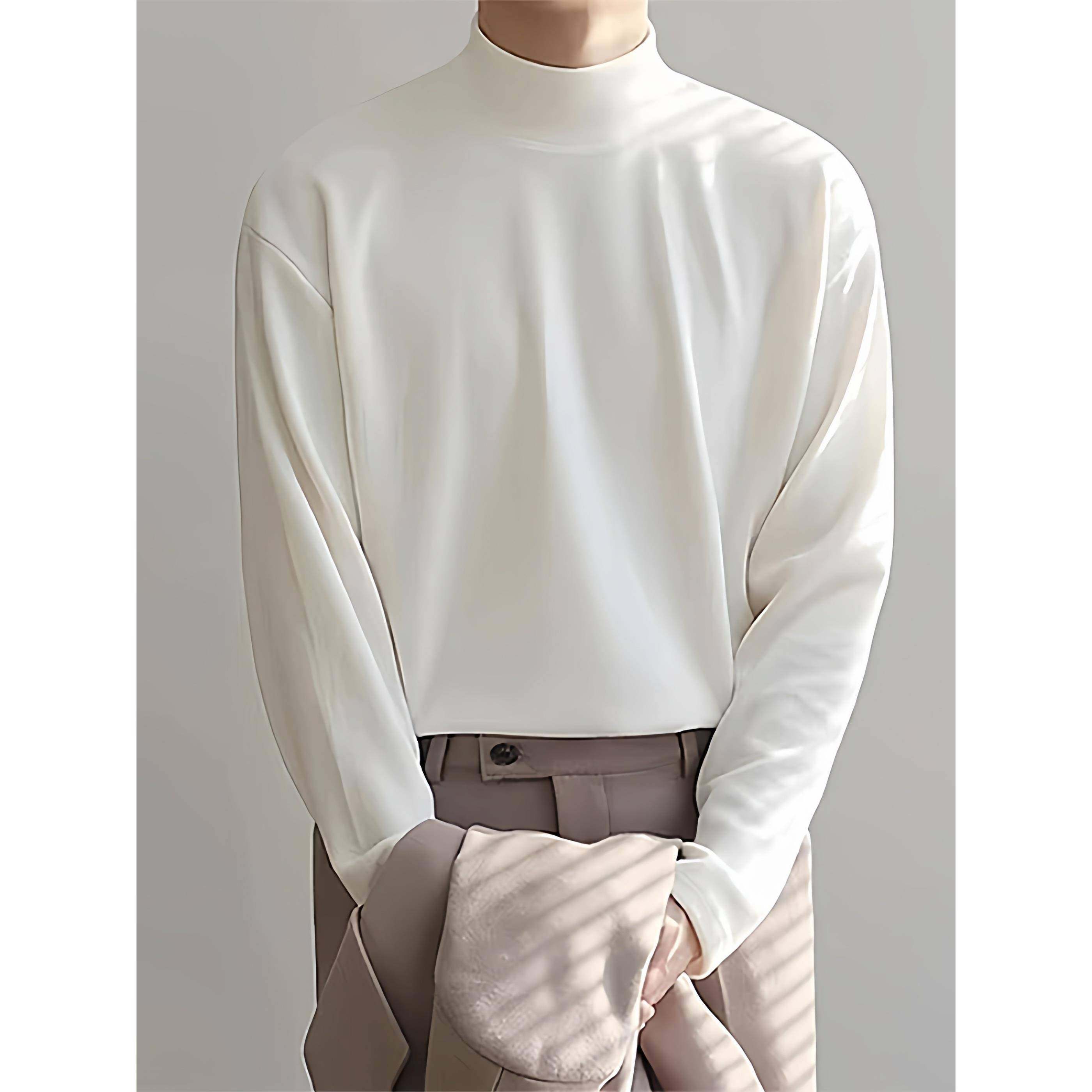 秋冬季双面长袖T恤男纯色半高领打底衫港风潮流保暖内搭上衣0120k,男装,T恤,淘宝优惠券,粉丝福利购,淘宝优惠卷