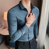 男长袖 商务休闲韩版 修身 高级感衬衫 免熨烫抗皱弹力无痕西装 0130r