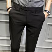 小脚九分裤 春季 加0204w 黑色通勤休闲裤 修身 商务上班西裤 男士