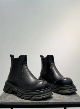 黑色马丁靴男2025新款高帮靴一脚蹬切尔西靴潮厚底增高工装1103r