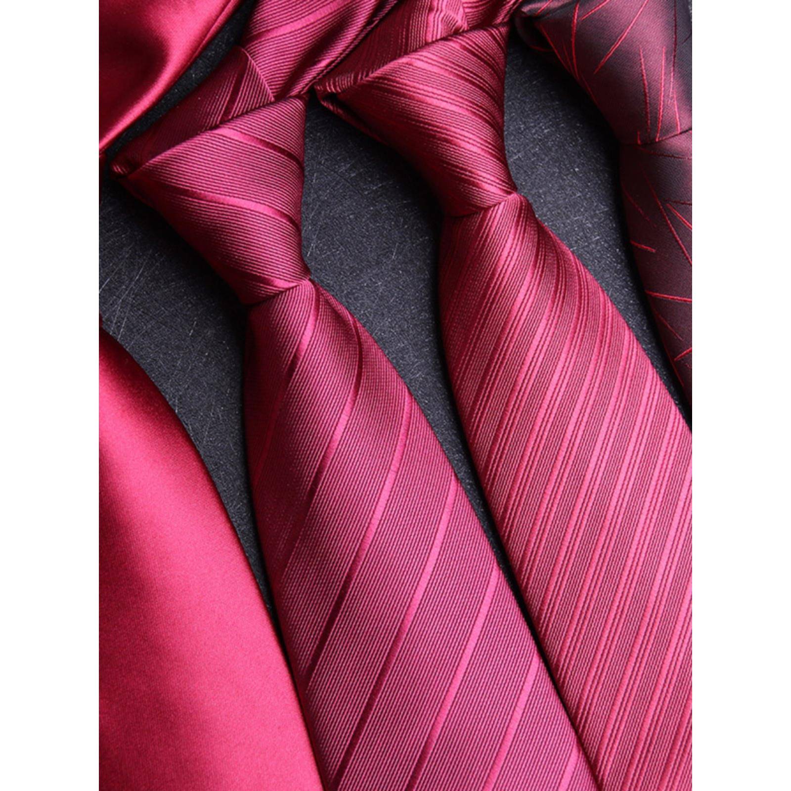 男领带正装结婚士韩版新郎婚礼商务领结酒红色黑拉链免打1204k