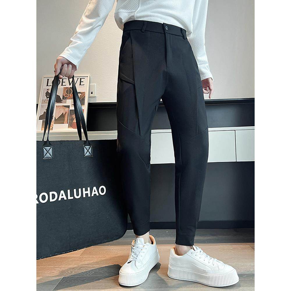 魔术贴束脚西裤男士春季款2026新款潮牌痞帅修身小脚休闲西0118r,男装,西裤,淘宝优惠券,粉丝福利购,淘宝优惠卷