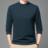 春季 内衣半高领双面德绒上衣中领内搭0128w T恤衫 德绒男士 长袖