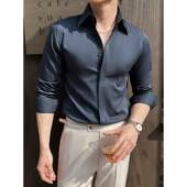 高级感潮流时尚 法式 商务休0130r 春季 2026新款 尖领暗扣衬衫 男长袖