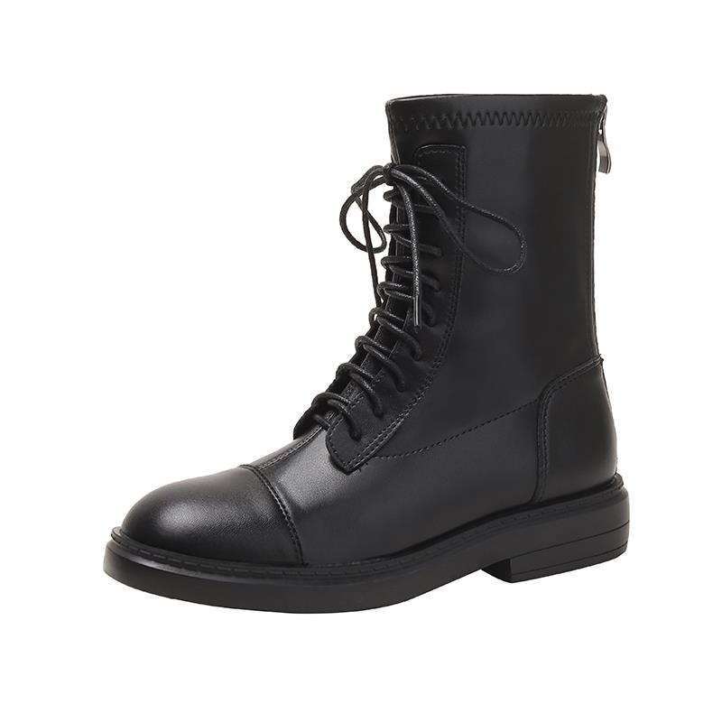 真品女靴英伦风格2025新款季单靴露脚短靴在bottom厚底靴1207w