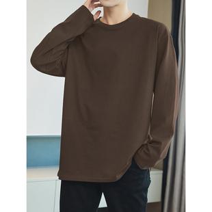 280重量级长袖t恤男式秋冬内搭t恤美式大棉圆领t恤0120k