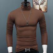 大码 高领打底衫 上衣色潮0128w t恤修身 弹紧身春季 男士 长袖