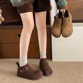 春季 0127z 皮带扣侧拉链配裙子平底单鞋 内增高勃肯鞋 女2026新款