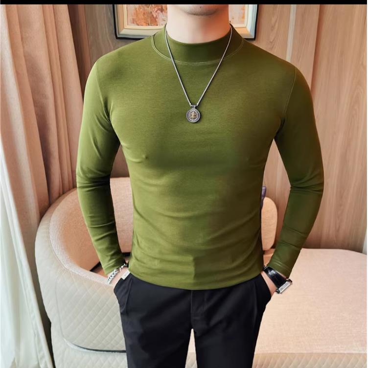 秋冬2025新款男士长袖t恤打底衫内搭韩版修身色体恤休闲时尚1023z