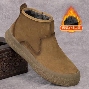 秋冬男士 侧拉链短靴加厚御寒休闲马丁靴男1226z 加绒保暖高帮皮鞋