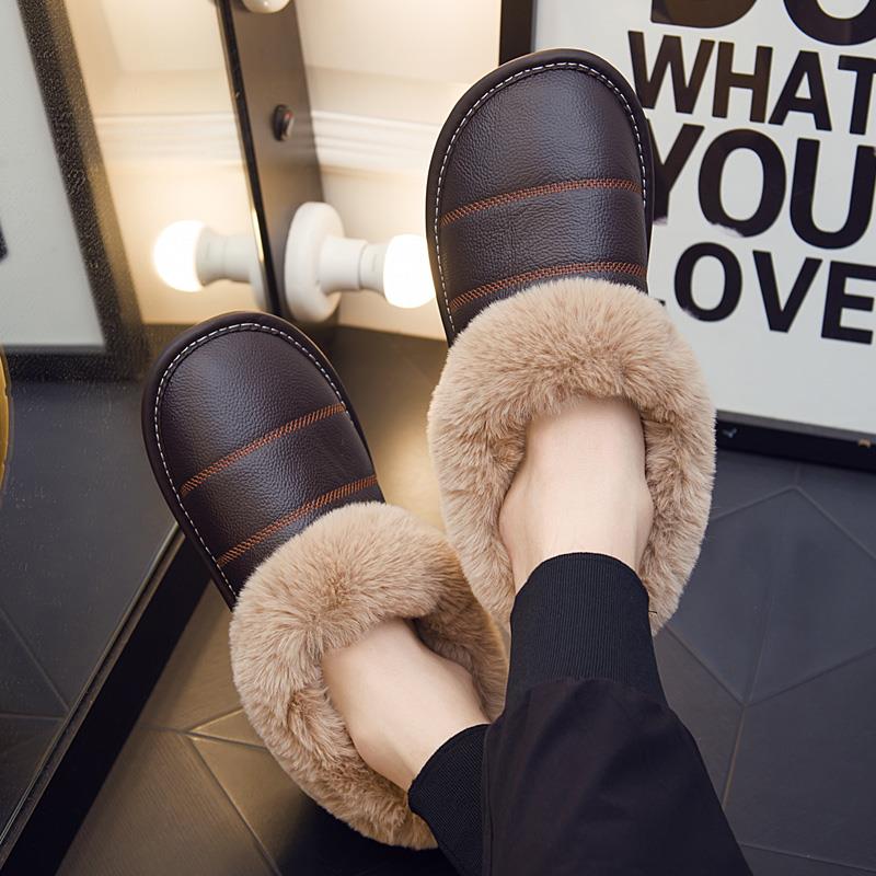 秋冬新款棉拖鞋男女包跟厚底室内防滑家用保暖带跟毛绒1004z