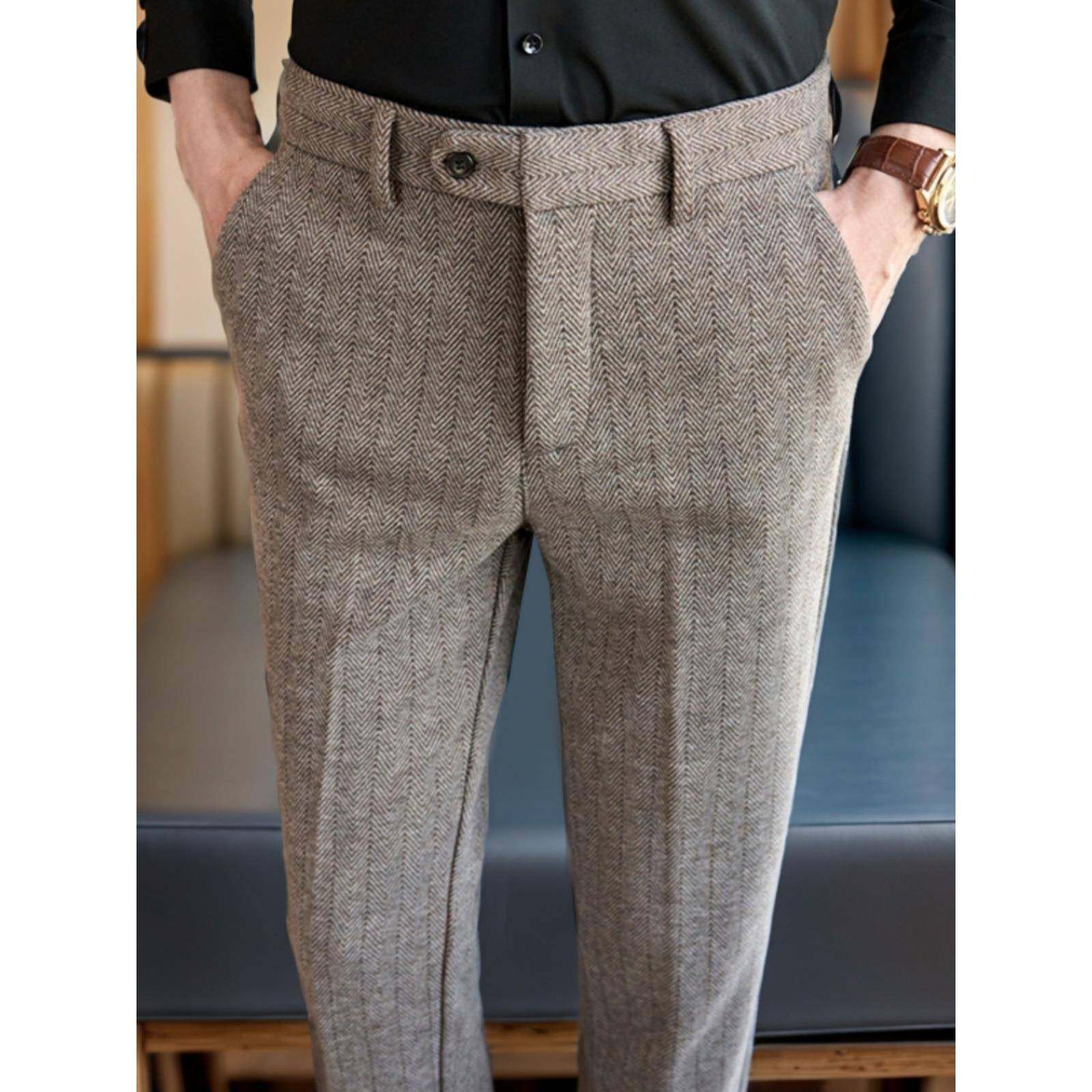 士毛呢休闲裤条纹修身小脚长裤商务西装裤子男磨毛抓绒男裤0119w1,男装,西裤,淘宝优惠券,粉丝福利购,淘宝优惠卷