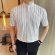 立领条纹衬衫 2026新款 男短袖 新中式 夏季 冰丝薄款 时尚 潮流修0130r