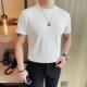 T恤男美式 覆古小领口圆领半袖 夏季 短袖 修身 重磅冰丝白色打底0207r