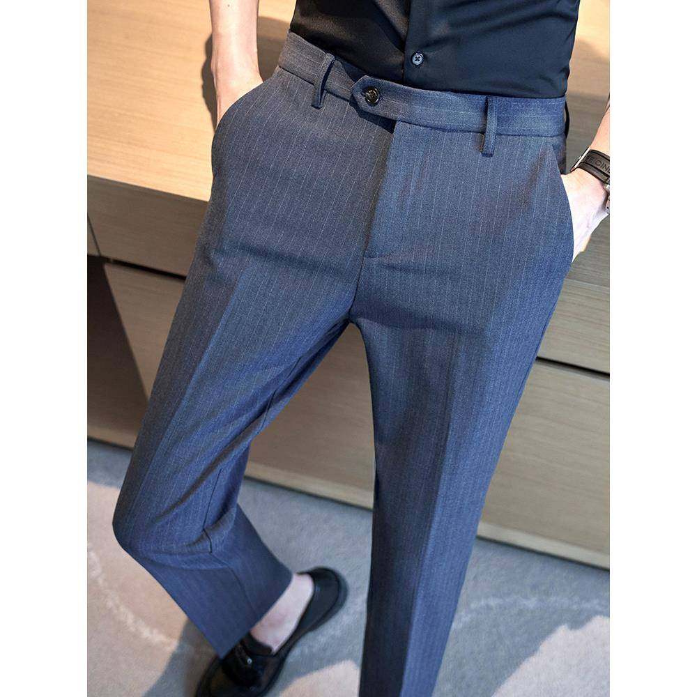 男士条纹西裤感潮流商务通勤百搭休闲长裤韩版修身小脚西装0119w,男装,西裤,淘宝优惠券,粉丝福利购,淘宝优惠卷
