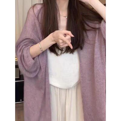 12026夏季新款韩版松弛感灯笼袖开衫宽松防晒衫女小众百搭个0420k