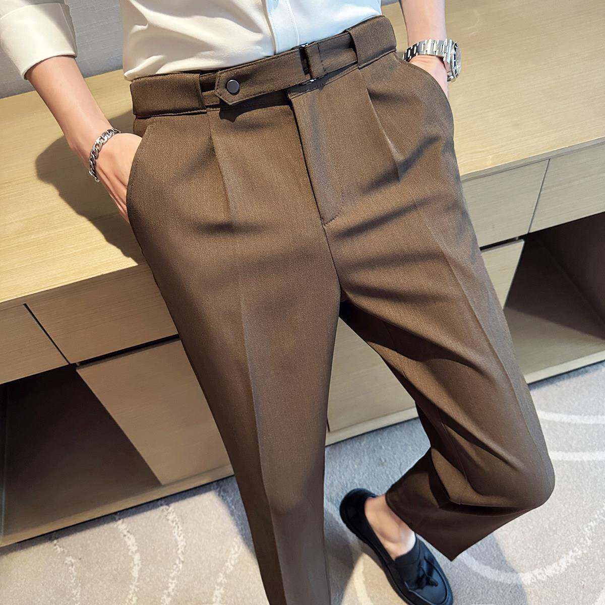 春季感九分休闲裤男春夏季新款时尚修身小脚西裤英伦风9分西0227u