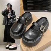 春季 时0127z 厚底懒人勃肯鞋 小个子增高包头半拖鞋 女外穿2026新款