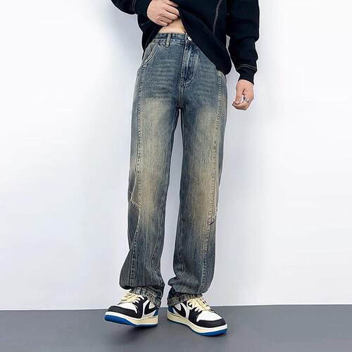 秋冬美式高端牛仔裤男款宽松春秋新款男装潮牌水洗覆古百搭1003d