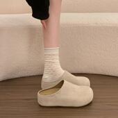 春季 磨砂皮厚底包头半拖女2026新款 外穿懒人休闲一脚蹬勃肯0127z