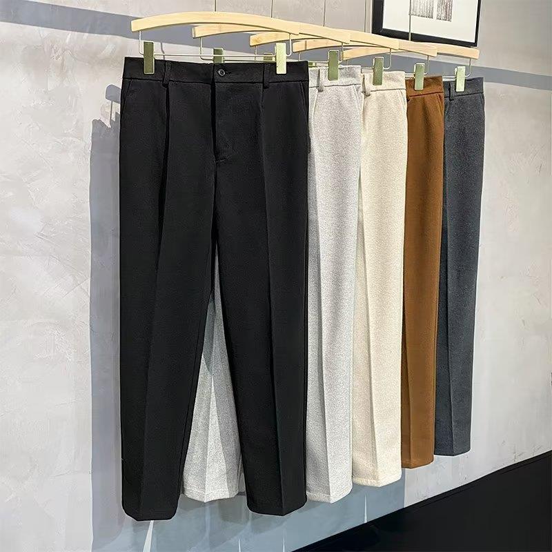 新款秋冬毛呢西装裤男士韩版修身休闲九分裤时尚直筒加厚小0929z