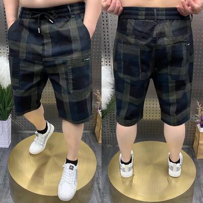 男士夏季薄款工装格子短裤痞帅多口袋运动五分沙滩裤衩外穿0513k