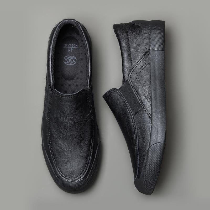 2025秋冬季新款男鞋懒人皮鞋一脚蹬加绒休闲韩版百搭软底开1030r