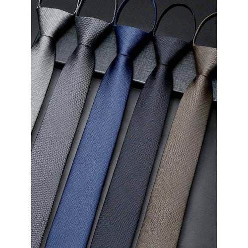 秋冬新款男士黑色领带拉炼式免打结正装韩版潮高端窄休闲灰1222z