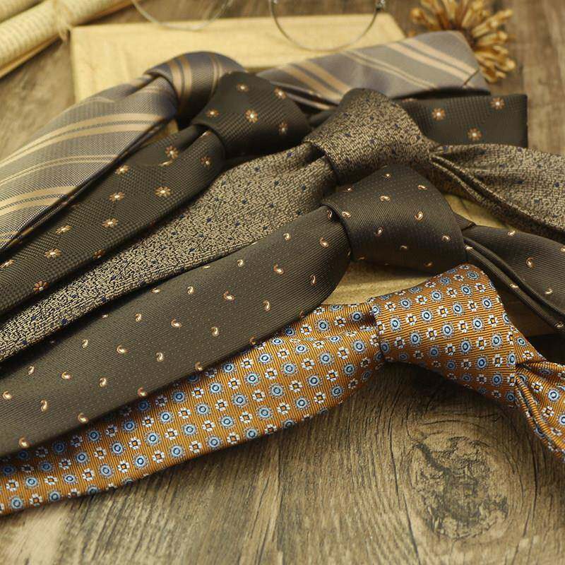 领带男士韩版复古香槟咖色商务手打款职业装休闲英伦条纹0416k