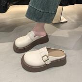 女2026新款 春季 厚底皮带扣增高懒人一脚蹬包头拖鞋 百搭外穿0127z