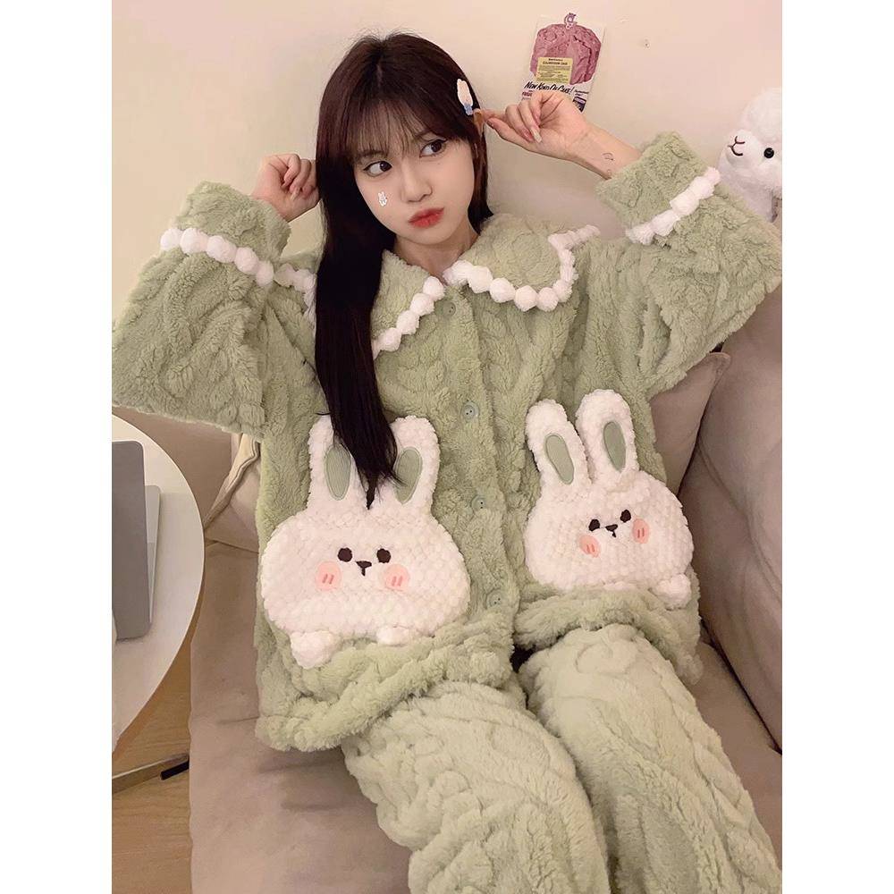 珊瑚绒睡衣女款冬季2025年新款加厚加绒卡通可爱时尚家居服1123r